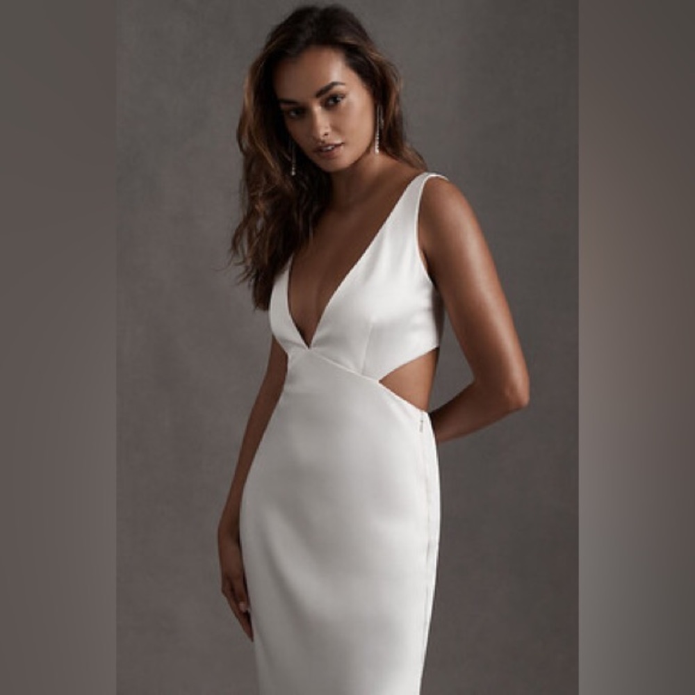 Sachin & Babi Sierra V-Neck Cutout Satin Midi Dress